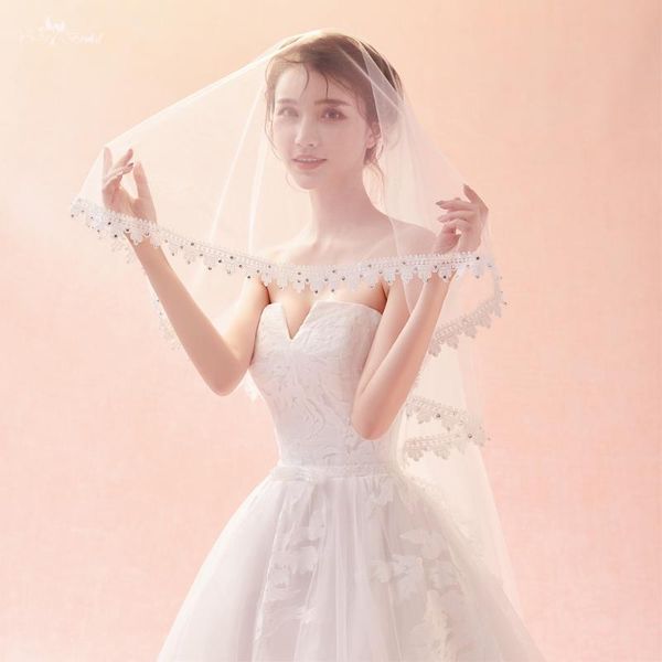 

bridal veils lzp366 real wedding veil 1.5 meters ivory rhinestone lace two layer tulle veu de noiva, Black