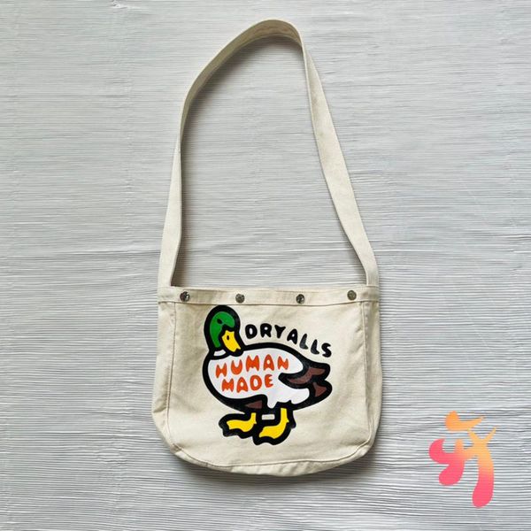 

backpack men women's human made little duck print canvas crossbody bag love button couple
