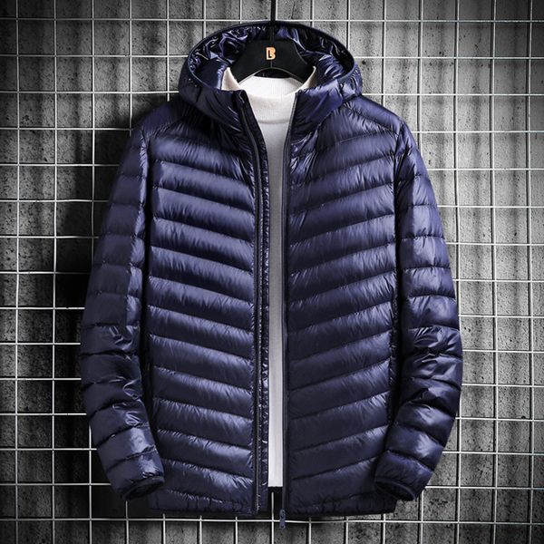 

Light autumn and winter new fashion hooded short white duck down et young men's stand collar leisure trend, Black