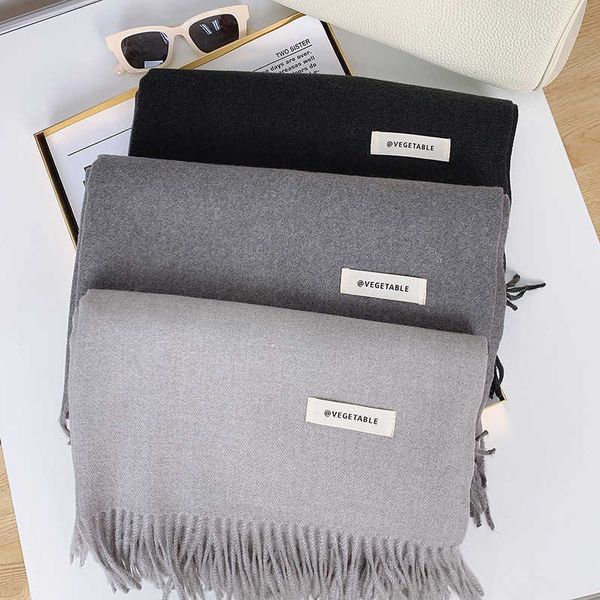 

scarf female winter solid color imitation cashmere literature art versatile chine red long spring and autumn air, Blue;gray