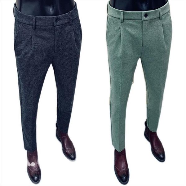 

winter woolen korean version women pant of the trend casual trousers business solid color slim feet british trendy mens, Black