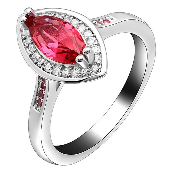 

wedding rings hainon silver color for women water oval white/red luxury ring bridal jewelry engagement gifts, Slivery;golden