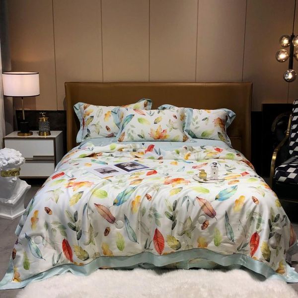 

bedding sets super soft tencel comforter  size king bedsheet pillow cases 4pcs feather blanket for summer