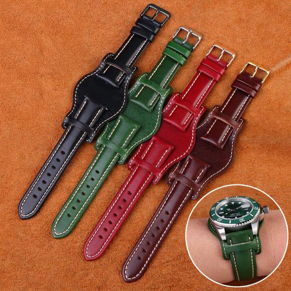 

watch bands leather strap 18mm 20mm 21mm 22mm band black red genuine style watchstraps, Black;brown