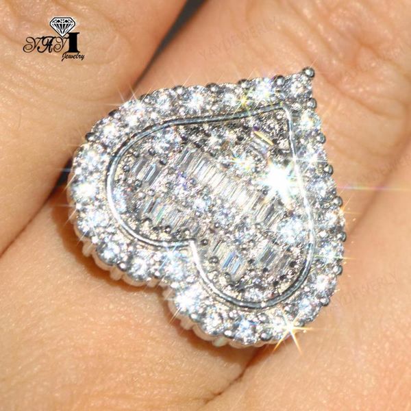 

wedding rings yayi jewelry fashion princess cut 15ct white zircon silver color engagement lovers heart party 1445, Slivery;golden