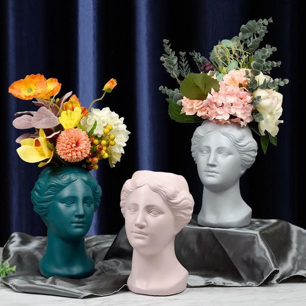 

decorative objects & figurines retro head vase david figure statue flower ornaments three-dimensional resin imitation plaster pot