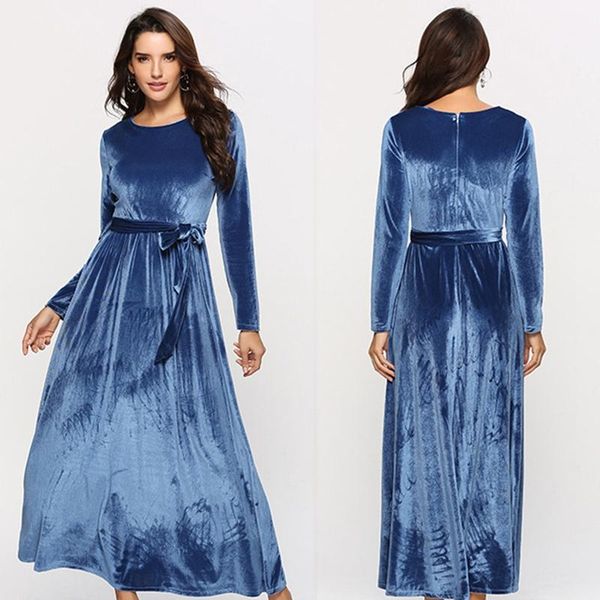 

casual dresses fashion women's long sleeve o-neck big swing dress bandage elegant party, Black;gray