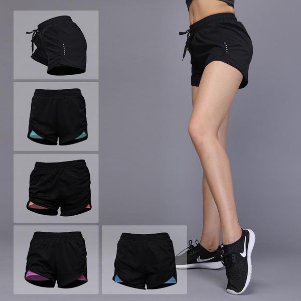 

gym clothing elastic sportswear breathable anti-running exercise and training shorts mesh running fitness 07jw567, White;black