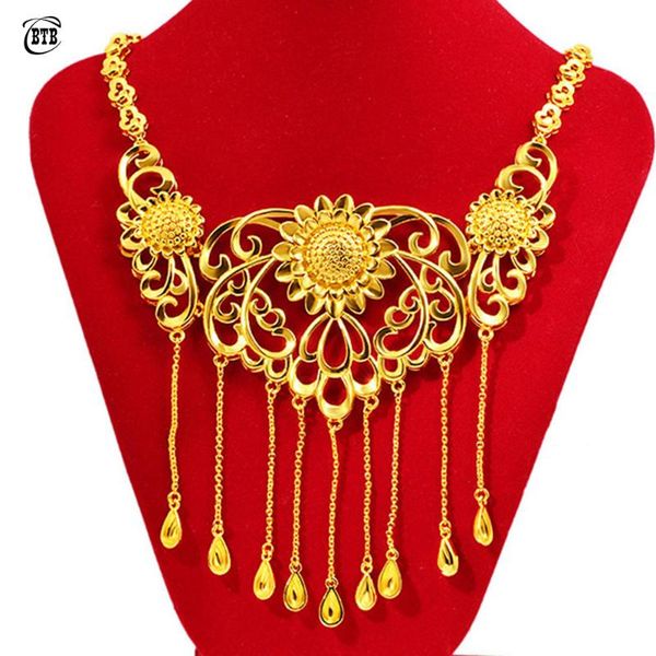 

pendant necklaces luxury gold necklace muslim women wedding noble jewelry exquisite flower accessories gift, Silver