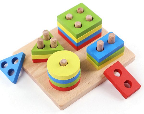 

Montessori Educational Wooden Toys Colorful Math Geometric Sorting Board Kids Baby Toys Stack Building Puzzle Child Gift ZXH
