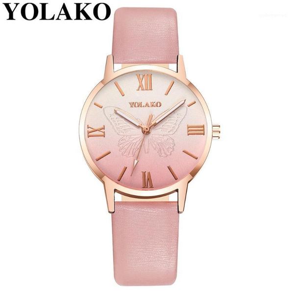 

wristwatches butterfly embroidery women watches gradient color design ladies watch fashion casual leather band quartz wristwatch, Slivery;brown