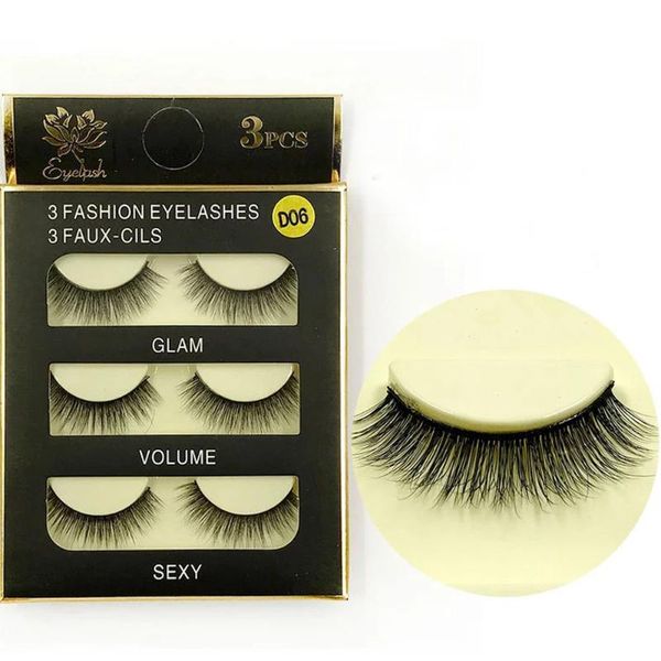 

3pcs/box natural long mink lashes 3d eyelashes 100% cruelty handmade reusable false