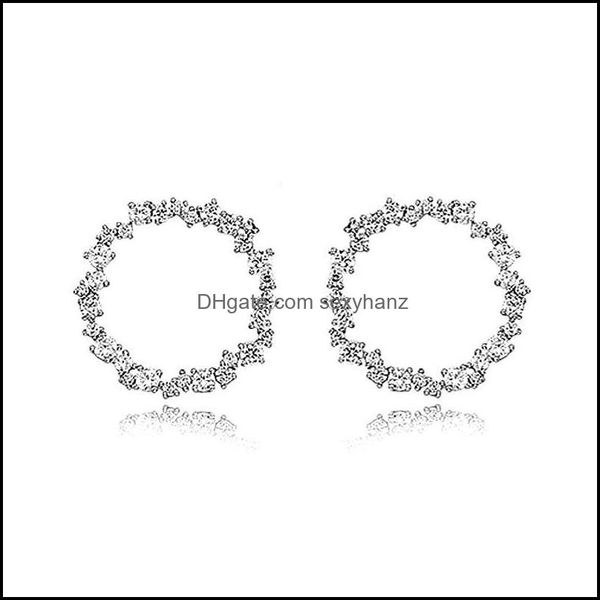 

other earrings jewelry round brilliant sterling sier s925 female stud super star love ear amazing crystal anniversary gift ec33 drop deliver, Golden;silver