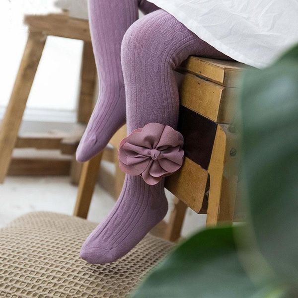 

footies spring autumn children girls tights baby warm cotton knit flowers fashion pantyhose kids stocking 0-8t, Blue