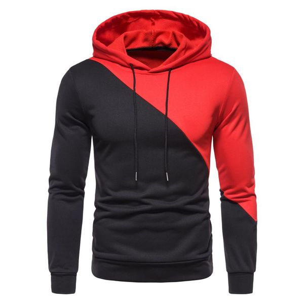 

men's hoodies & sweatshirts patchwork sleeve blouse long hooded drawstring crewneck sweatshirt hip hop sudaderas, Black