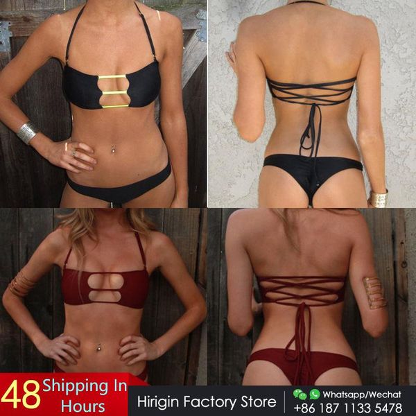 

one-piece suits clearance sale 2021 summer bikini women swimwear push up padded bra bandage monokini bathing suit