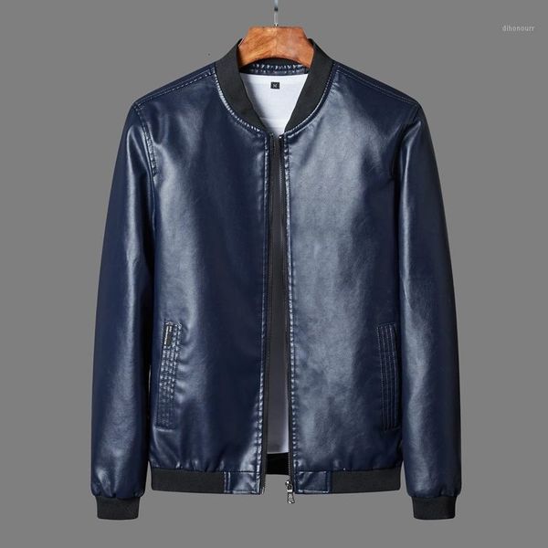 

& faux fur autumn winter men's coat korean slim fit leather jackets plus size 8xl fashion casual outwear for man jacket motorcycle1 j54, Black