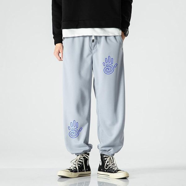 

men's autumn casual pants letter printed nine point, Black