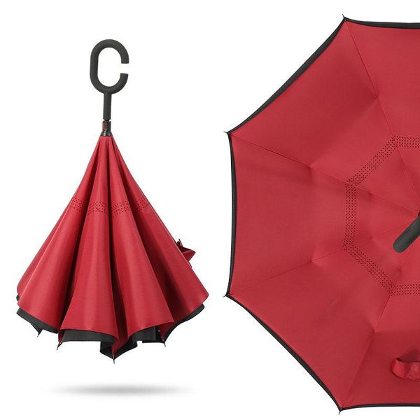 

umbrellas reverse folding umbrella double inverted weatherproof car uv protection 2021