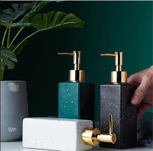 

bath accessory set luxury bathroom imitation marble pattern ceramic glass shower gel handwashing fluid pump bottle washing tools home