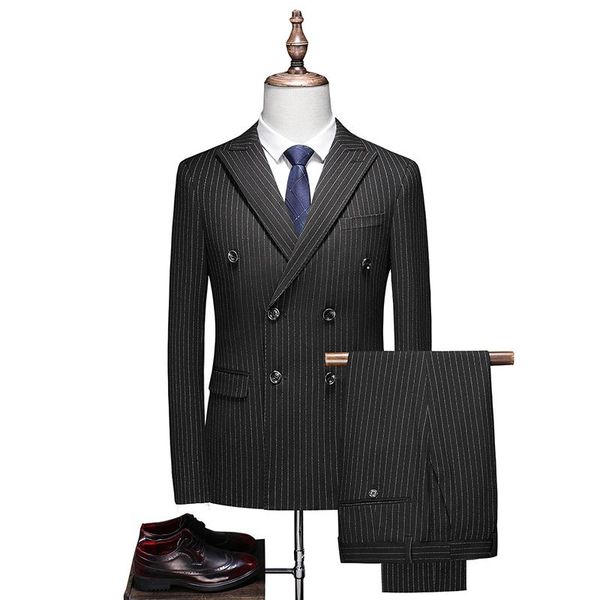 

men's suits & blazers s-5xl ( blazer + vest pants ) groom wedding dress suit three-piece set stripe formal business double breasted par, White;black