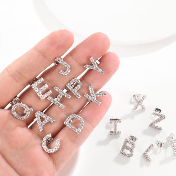 

stud 26 a-z alphabet earrings for women cubic zirconia simple modeling earring wedding diy letter fine fashion zircons jewelry, Golden;silver