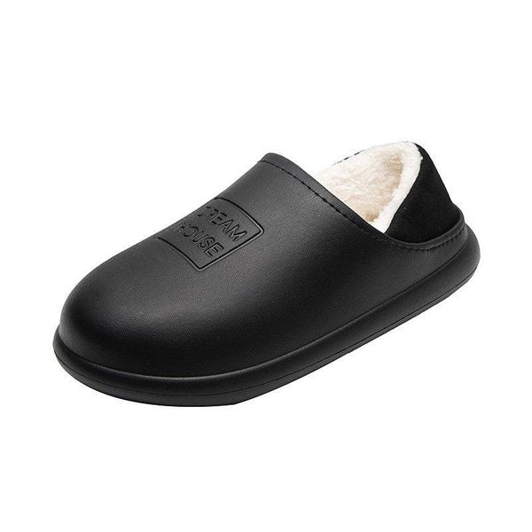 

men winter warm ful slippers cotton sheep lovers home indoor plush size house shoes wholesale, Black