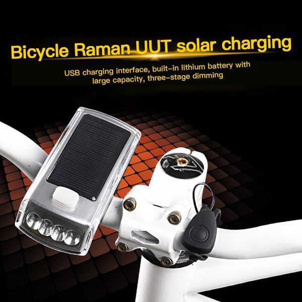 

bike lights bicycle 4 led solar 2 lighting modes mountain road cycling light horn usb rechargeable outdoor riding