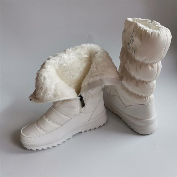 

flats plush fur snow boots women 2021 winter boot shoes round toe mid-calf warm platforms casual black white woman