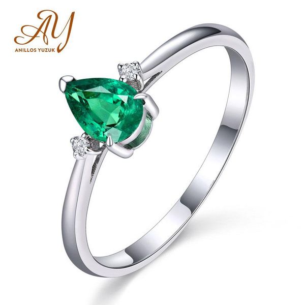 

cluster rings anillos yuzuk 925 sterling silver green gemstone for women engagement wedding party finger ring fine jewelry, Golden;silver