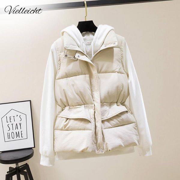 

Women's Vests Vielleicht Autumn Vest Chalecos Para Mujer Winter Women Short Korean Stand Collar Down Cotton Waistcoat Female, Black;white