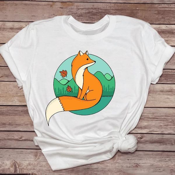 

and women cartoon casual clothing mens t shirts spring summer fox animal womens graphic ladies print lady shirt female, White;black