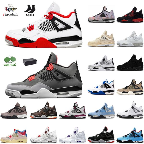 

2022 fashion women mens basketball shoes jumpman 4 4s infrared fire red thunder zen master military black cat white oreo sail high og traine