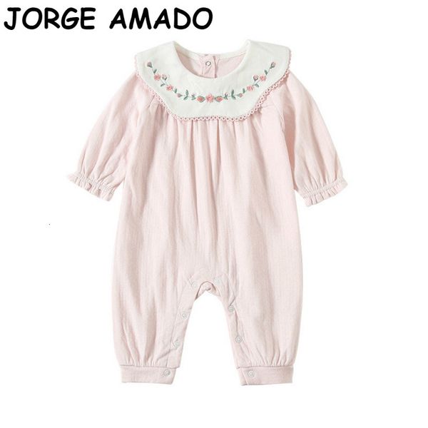 

rompers autumn baby girl romper lovely embroidered flower collar long sleeve clothes 0-2y e9708 4504, Blue