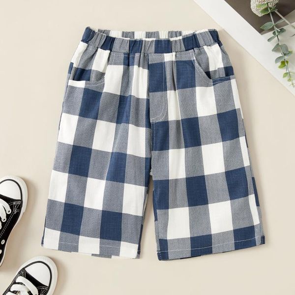 

shorts patpat kids boy plaid side-pocket elasticized, Black