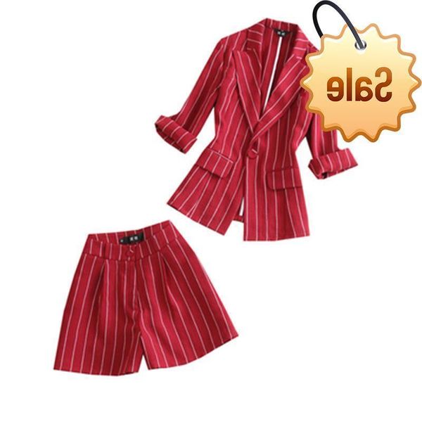 

large fashion white suit female size women summer stripe waist feet pants two-piece women's two piece