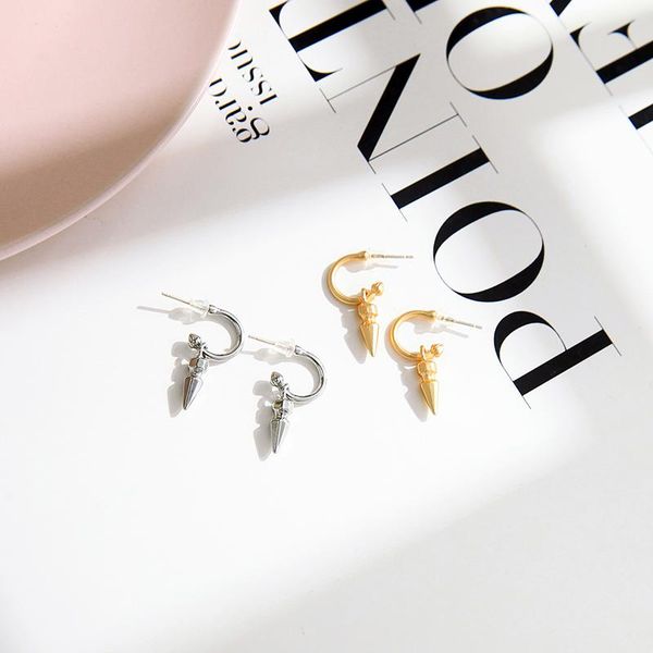 

dangle & chandelier balanbiu punk style drop earrings for women gifts two color alloy rivet rock 2021 arrival fashion jewelry wholesale, Silver