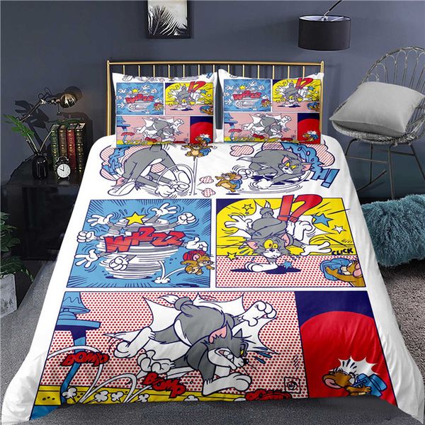 

cartoon cat and mouse 3d printing colorful bedding sets duvet cover-82