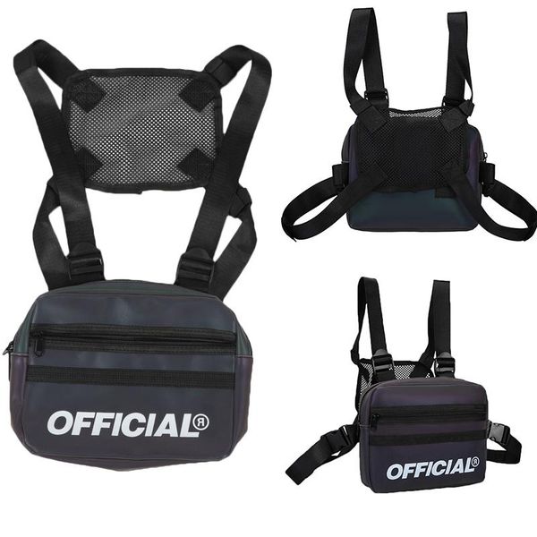 

outdoor bags sports street style reflective chest bag multi-function vest rig hip-hop waist backpacks for unisex