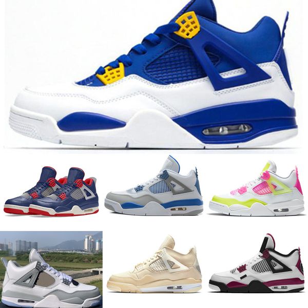 

jumpman 4 4s mensÂ womens basketball shoes sail military blue new bred neon what the retro trainers sports sneakers size us 13jbgk8ko8