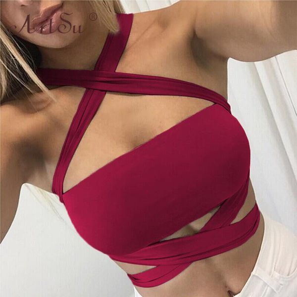 

6 women tanks color bralette bustier halter bandage crop clubwear tank female summer black white red