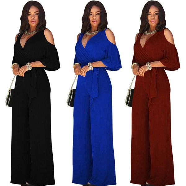 

women's jumpsuits & rompers black loose wide leg for women v-neck hollow out short sleeve casual feminina romper overalls combinaison f, Black;white