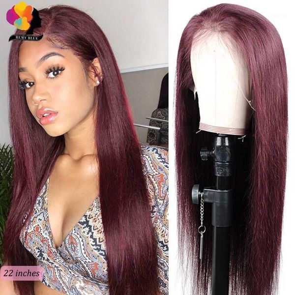 

burgundy lace front human hair wigs for black women 13*4 99 brazilian straight wig 150% remy wigs1, Black;brown