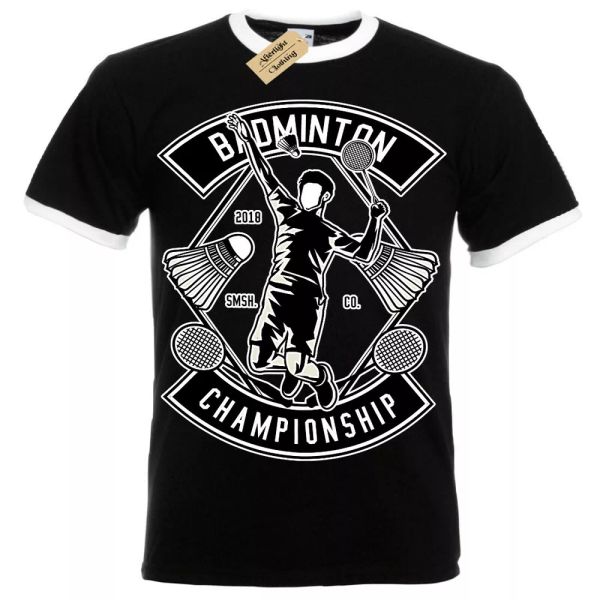 

bÃ¡dminton championship camiseta juego competiciÃ³n hombre ringer, White;black