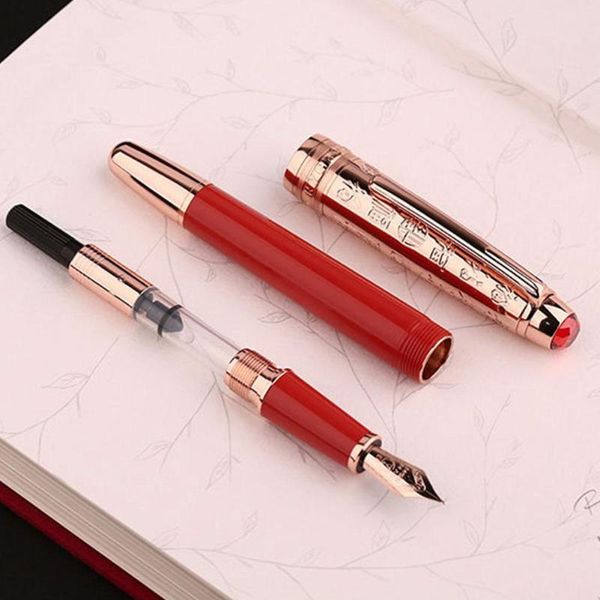 

moonman p135 metal resin fountain pen ef/small bent nib carved pattern gem ink office business writing gift pens