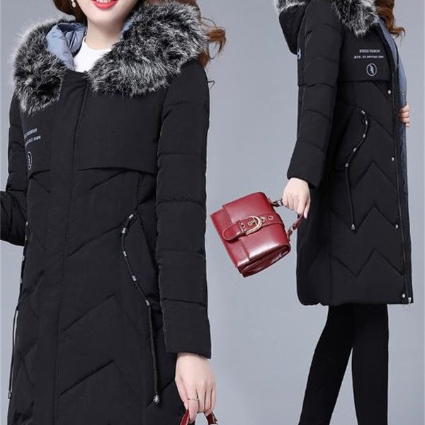 

Kuotai Tai winter long section down padded coat women's fashion Western style cotton jacket tide, Black