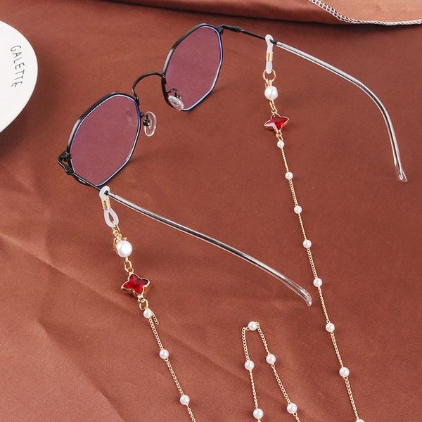 

sunglasses frames 2021 fashion reading glasses chain for women metal pearl cords strap elegant chic eyeglass accessories, Silver