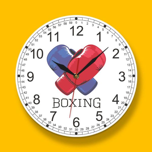 

wall clocks fighting sports art clock modern design blue and red boxing gloves living room decoration gift for boxers