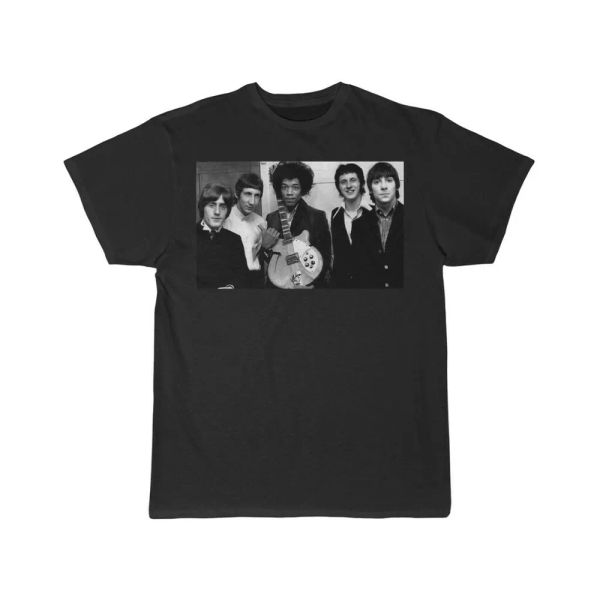 

jimi hendrix and the who men's short sleeve tee, White;black