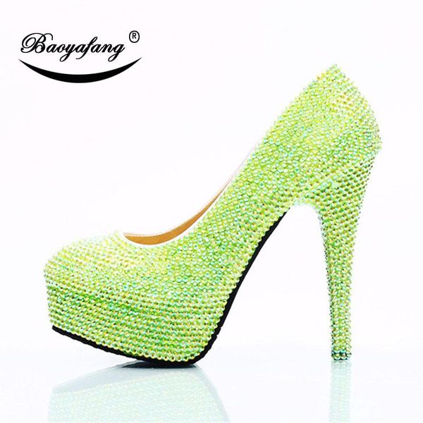 

womens wedding shoes green ab drillhigh-heeled crystal shoe bride bridesmaid's sweet party dress, Black